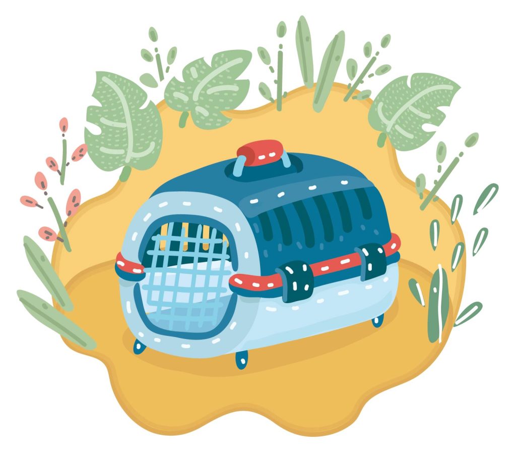 キャリーケースと葉っぱ