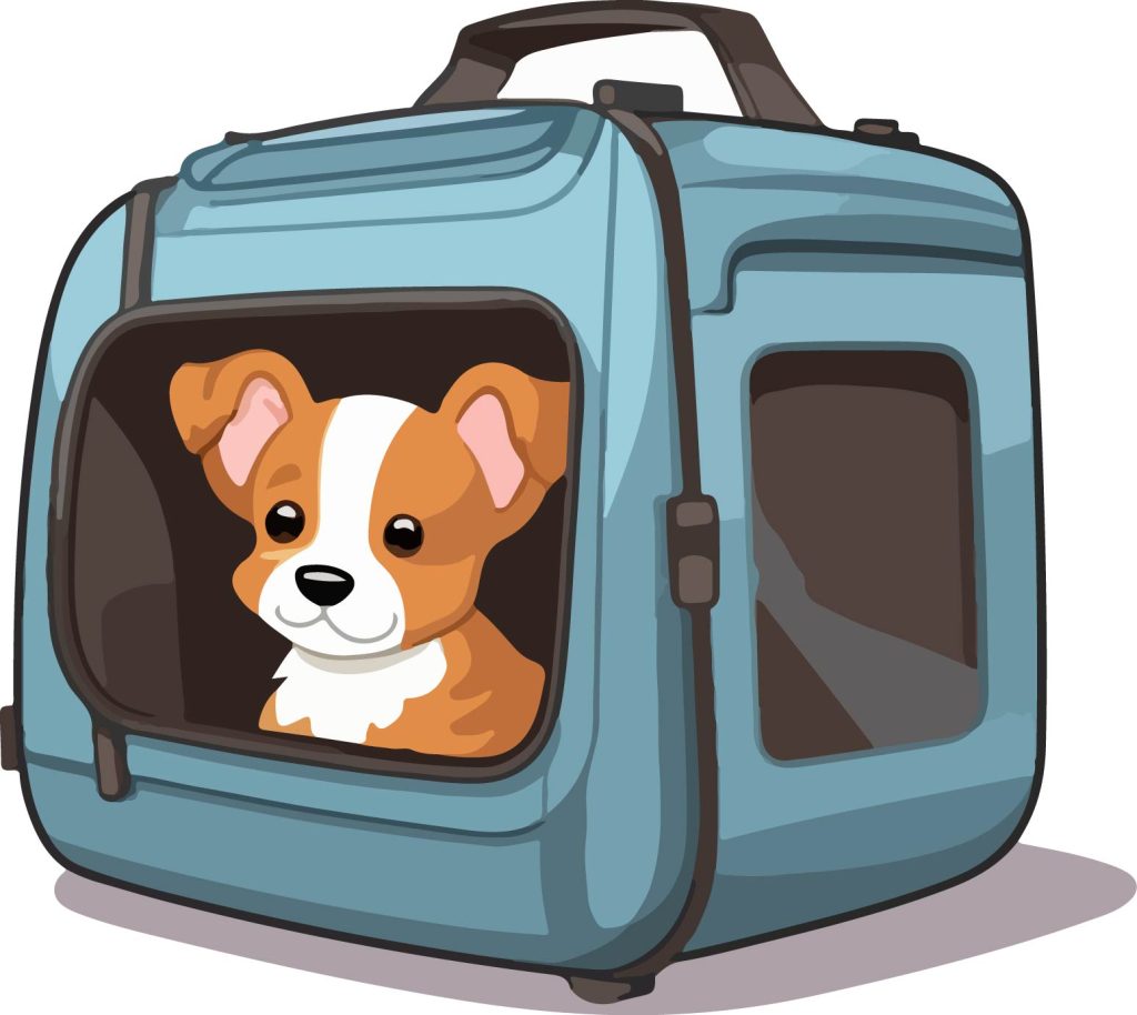 キャリーケースの中に犬