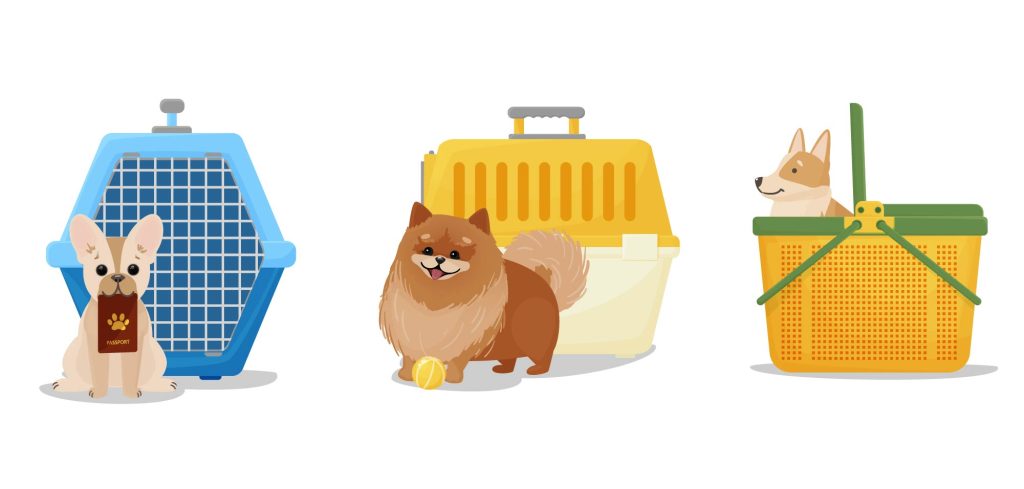 キャリーケースと一緒の犬